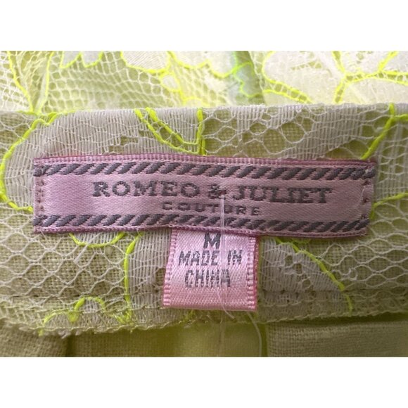 NWT Romeo & Juliet Couture Neon Green Lace Skirt w/White Floral Design Size M - Picture 5 of 6
